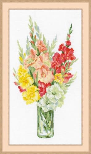 Riolis Stickbild-Set, Motiv Blumenstrauß mit Gladiolen von Riolis