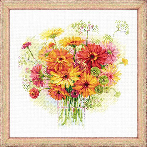 Riolis Stickbild-Set, Motiv Gerbera Water Colour von Riolis