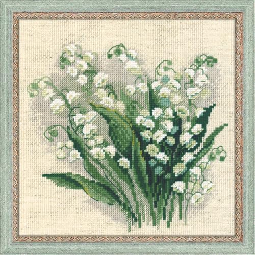 Riolis Stickbild-Set, Motiv Maiglöckchen, Kreuzstich, Lilly Of The Valley (14 Count), c1, Gelb von Riolis