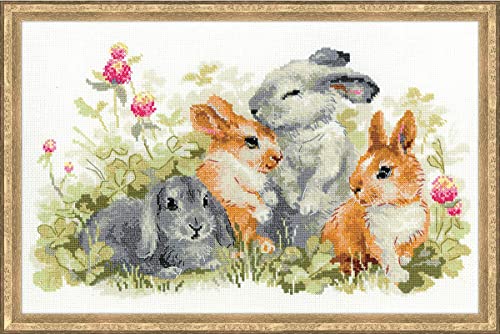 Riolis Stickbildset, Kreuzstich, Motiv Kaninchen, Funny Rabbits (14 Count) von Riolis