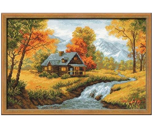 Riolis Stickpackung Cottage im Wald 1079, gezählter Kreuzstich, Autumn View (14 Count) von Riolis