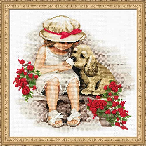 Riolis Stickpackung Mädchen mit Hund, gezählter Kreuzstich, Sweet Tooth (14 Count), c1, Weiß Riolis Stickpackung Mädchen mit Hund, gezählter Kreuzstich, Sweet Tooth (14 Count), c1, Weiß von Riolis