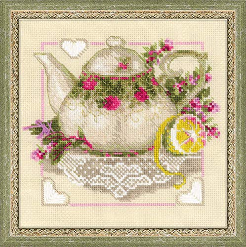 Riolis Tee mit Zitrone Kreuzstich-Set, Baumwolle, Mehrfarbig, 20 x 20 x 0.1 cm von Riolis