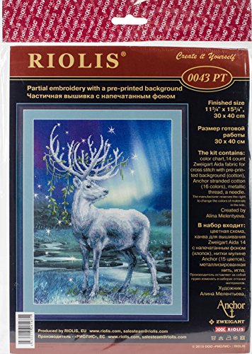 Riolis White Stag Cross Stitch kit, Baumwolle, Multi-Color, 30 x 40 x 0,1 cm von Riolis