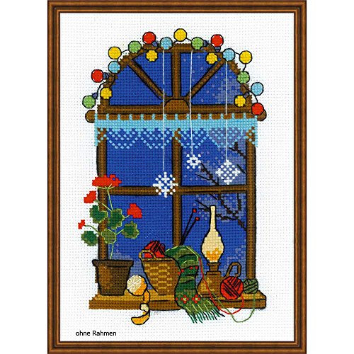 Riolis Winterfenster Kreuzstich-Set, Baumwolle, Mehrfarbig, 15 x 21 x 0.1 cm von Riolis