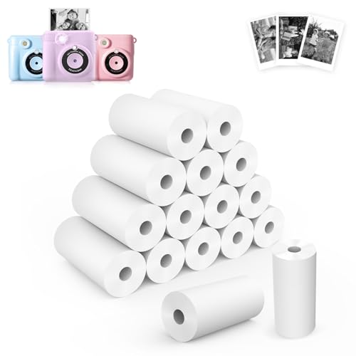 Riosin 16 Rollen Thermopapier Kinderkamera, Fotodrucker HD Druck Thermodruckpapierrollen passend für die meisten Kinder Sofortbildkameras(Weiß-16) von Riosin