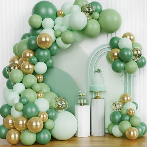 147Stück Olive Grün Luftballons Girlande, Grün Gold Luftballons Geburtstag Deko für Hochzeit, Baby Shower, Babyparty, Brautparty, Geburtstag Deko 147Stück Olive Grün Luftballons Girlande, Grün Gold Luftballons Geburtstag Deko für Hochzeit, Baby Shower, Babyparty, Brautparty, Geburtstag Deko von Riqiaqia
