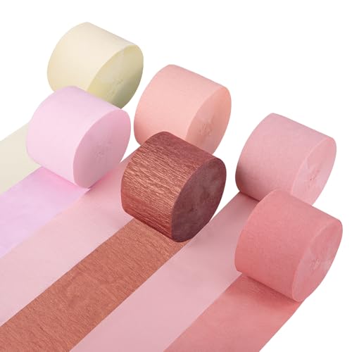 Krepppapier-Luftschlangen, Party-Dekorationen, Rosa, Roségold, Party-Luftschlangen für Hochzeit, Geburtstag, Junggesellinnenabschied, Baby-Brautparty, Party-Dekorationen (6 Rollen) von Riqiaqia