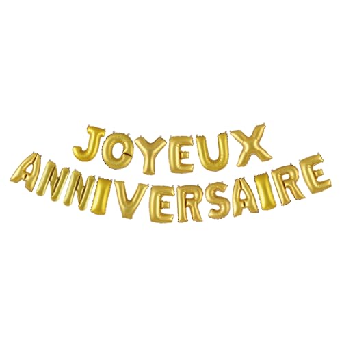 Girlande mit 18 Luftballons, Motiv "Happy Birthday", metallisch, Aluminium, Höhe 40 cm, goldfarben Girlande mit 18 Luftballons, Motiv "Happy Birthday", metallisch, Aluminium, Höhe 40 cm, goldfarben von Homéa