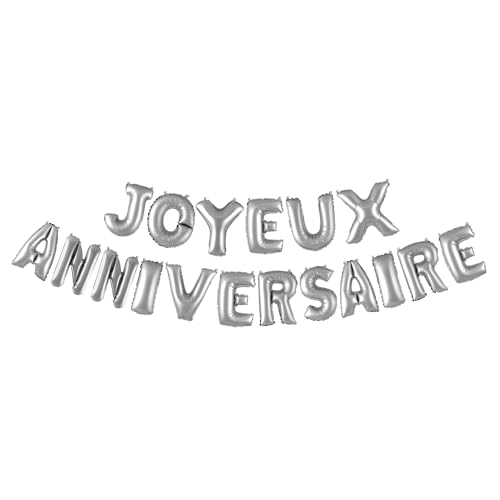 Girlande mit 18 Luftballons, Motiv "Happy Birthday", metallisch, Aluminium, Höhe 40 cm, silberfarben Girlande mit 18 Luftballons, Motiv "Happy Birthday", metallisch, Aluminium, Höhe 40 cm, silberfarben von Homéa