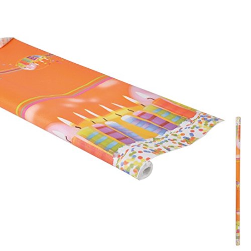 Rire et Confettis Tischdecke, gekrümmt, 1,18 x 5 m, Papier, Orange, 118 x 500 von Homéa