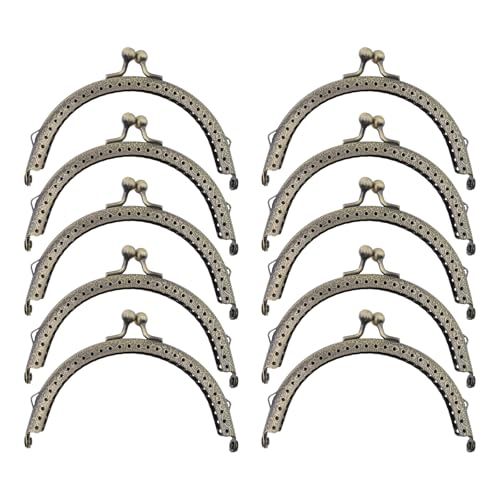 Risbay Kussverschluss-Set, 10,2 cm, Eisen-Metall, Münzgeldbörsenrahmen, Hardware, Bronze, Kussverschluss, 10 Stück, für Geldbörsenherstellung, Bastelarbeiten, Taschenherstellung, Antik-Bronze von Risbay