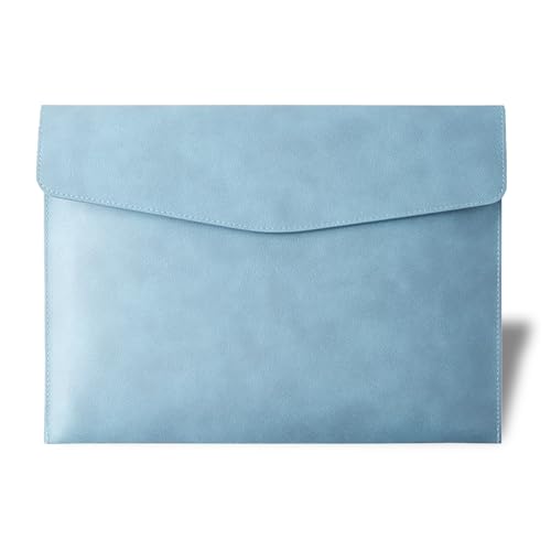 RisePlus Dokumentenmappe A4 Leder, Aktentasche A4 aus PU-Leder, wasserdichte Büro- und Reisetasche für Dokumente, Vintage-Design mit Stifttasche（Blau） von RisePlus