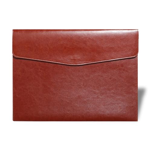 RisePlus Dokumentenmappe A4 Leder, Aktentasche A4 aus PU-Leder, wasserdichte Büro- und Reisetasche für Dokumente, Vintage-Design mit Stifttasche（Braun） von RisePlus