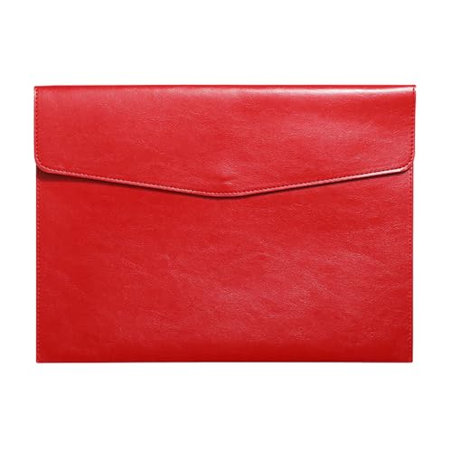 RisePlus Dokumentenmappe A4 Leder, Aktentasche A4 aus PU-Leder, wasserdichte Büro- und Reisetasche für Dokumente, Vintage-Design mit Stifttasche(Rot) von RisePlus