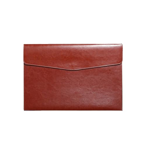 RisePlus Dokumentenmappe A5 Leder, Aktentasche A5 aus PU-Leder, wasserdichte Büro- und Reisetasche für Dokumente, Vintage-Design mit Stifttasche（Braun） von RisePlus