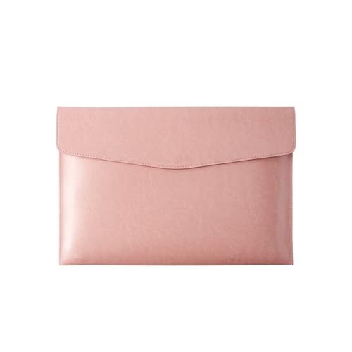RisePlus Dokumentenmappe A5 Leder, Aktentasche A5 aus PU-Leder, wasserdichte Büro- und Reisetasche für Dokumente, Vintage-Design mit Stifttasche（Rosa） von RisePlus
