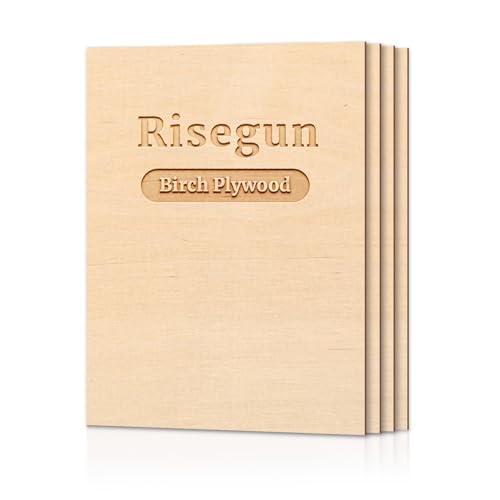 Risegun Bastelholzplatte Sperrholz Platten, 4 Stück A4 Sperrholzplatte 297x215x3mm Holzplatten für DIY Handwerk, Brandmalerei, Laserprojekte, Modellbau von Risegun