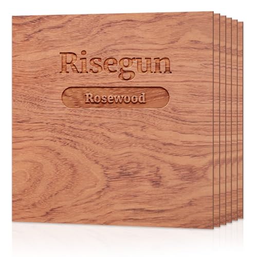 Risegun Bastelholzplatte Sperrholz Platten, 6 Stück Bubinga-Sperrholz aus brasilianischem Palisander, 30,5 x 30,5 cm, unbehandeltes Holz für Bastelarbeiten, Lasergravur von Risegun