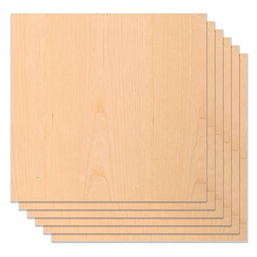 Bastelholzplatte Sperrholz Platten, 6 Stück Kirschholz-Sperrholz, 30,5 x 30,5 cm, unbehandeltes Holz für DIY Handwerk Malen Modellieren Modellbau von Risegun