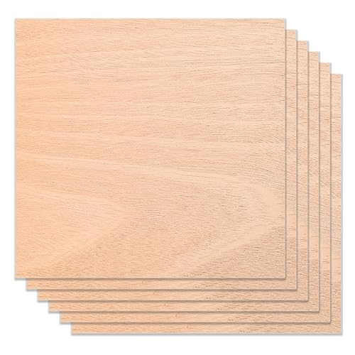 Bastelholzplatte Sperrholz Platten, 6 Stück Mahagoni-Sperrholz, 30,5 x 30,5 cm, unbehandeltes Holz für Lasergravur, CNC-Schneiden, Basteln, Malen von Risegun
