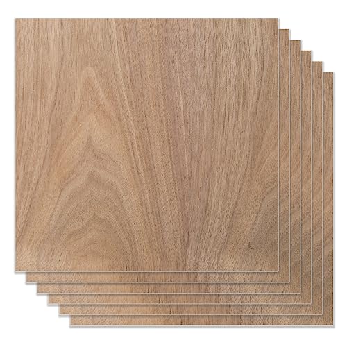 Bastelholzplatte Sperrholz Platten, 6 Stück Sperrholz aus schwarzem Walnussholz, 30,5 x 30,5 cm, unbehandeltes Holz zum Basteln, Lasergravieren, CNC-Schneiden von Risegun