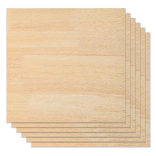 Bastelholzplatte Sperrholz Platten, 6 Stück gespleißtes Sperrholz aus Gummibaumholz, 30,5 x 30,5 cm, unbehandeltes Holz für Lasergravur, Schneidearbeiten von Risegun
