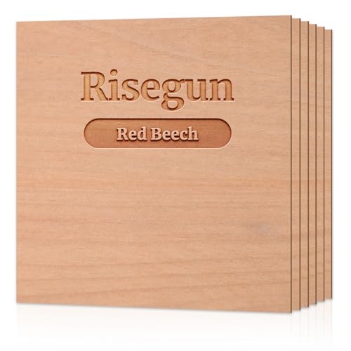 Bastelholzplatte Sperrholz Platten, 6 Stück rotes Buchensperrholz, 0,3 x 30,5 x 30,5 cm, Bubinga, unlackiertes Holz für Bastelarbeiten, CNC-Schneiden, Malen von Risegun