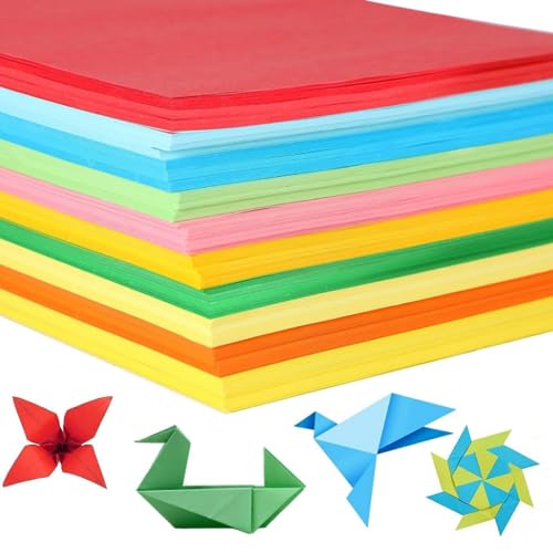 Origami Papier, 520 Blatt 10 Farben 20 x 20 cm Doppelseitiges Farbiges Origami Papier Faltpapier ideal für Wunderschöne Faltfiguren und Formen von Risegun