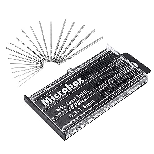 Spiralbohrer Bits Set, 20 Stücks HSS Mini Mikrobohrer Set 0.3mm-1.6mm mit Koffer für Holz, Kunststoffprodukte, Leiterplatten Spiralbohrer Bits Set, 20 Stücks HSS Mini Mikrobohrer Set 0.3mm-1.6mm mit Koffer für Holz, Kunststoffprodukte, Leiterplatten von Risegun