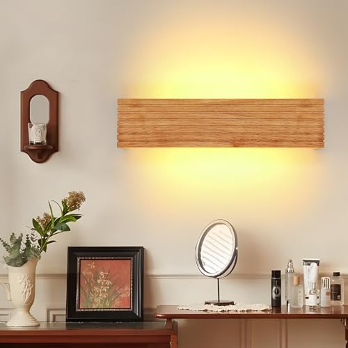 Riserva Wandleuchte LED Innen, 3000K Warmweiß Wandlampe Retro aus Holz, Wandbeleuchtung Modern für Schlafzimmer, Diele, Treppe, Wohnzimmer, Kommode Riserva Wandleuchte LED Innen, 3000K Warmweiß Wandlampe Retro aus Holz, Wandbeleuchtung Modern für Schlafzimmer, Diele, Treppe, Wohnzimmer, Kommode von Riserva