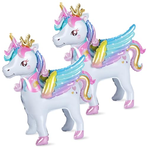 2 Stück Aluminiumfolie Luftballons, Stehendes Einhorn, Einhorn Luftballons mit Flügeln, Einhorn Helium Ballon, Einhorn Deko Kindergeburtstag, Einhorn Deko für Mädchen Kinder 2 Stück Aluminiumfolie Luftballons, Stehendes Einhorn, Einhorn Luftballons mit Flügeln, Einhorn Helium Ballon, Einhorn Deko Kindergeburtstag, Einhorn Deko für Mädchen Kinder von Risipu