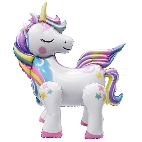Risipu 3D-Einhorn-Luftballons, Aluminiumfolien-Ballon-Set, gehende Einhorn-Dekorationen, Kindergeburtstagsdekorationen von Risipu