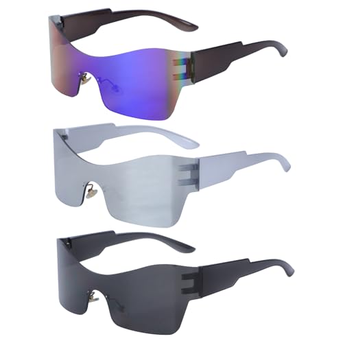 Risipu 3er Pack Rave Brille Schnelle Brille Futuristische Sonnenbrille Alien Brille Rahmenlos Space Sonnenbrille Zyklop Funbrille Set für Herren Damen Rollenspiel Cosplay Faschingsparty Risipu 3er Pack Rave Brille Schnelle Brille Futuristische Sonnenbrille Alien Brille Rahmenlos Space Sonnenbrille Zyklop Funbrille Set für Herren Damen Rollenspiel Cosplay Faschingsparty von Risipu