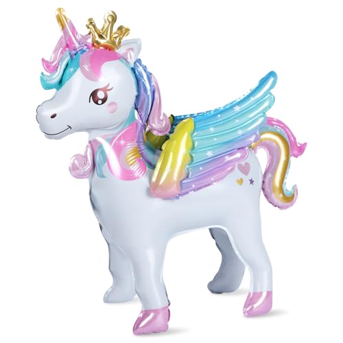 Stehende Einhorn Luftballons, Einhorn Luftballons mit Flügeln, Einhorn Helium Ballon, Einhorn Deko Kindergeburtstag, Einhorn Deko für Mädchen Kinder von Risipu