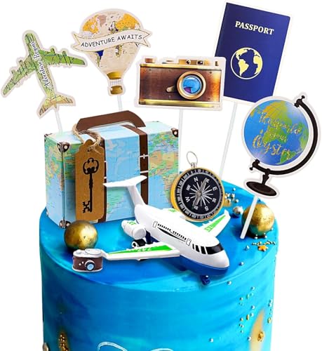 Rismise Reise-Thema Kuchen Toppers Reise Kuchen Dekoration Abenteuer Reise Kuchen Cupcake Toppers Flugzeug Karte Kamera Herz Mini Koffer Kuchen Dekorationen für Abenteuer erwartet Reisen Themed Party Rismise Reise-Thema Kuchen Toppers Reise Kuchen Dekoration Abenteuer Reise Kuchen Cupcake Toppers Flugzeug Karte Kamera Herz Mini Koffer Kuchen Dekorationen für Abenteuer erwartet Reisen Themed Party von Rismise