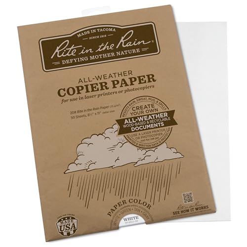 Rite In The Rain Wetterfestes Laserdruckerpapier, 21,6 x 27,9 cm, 20# Weiß, 50 Blatt (Nr. 8511-50) von Rite in the Rain