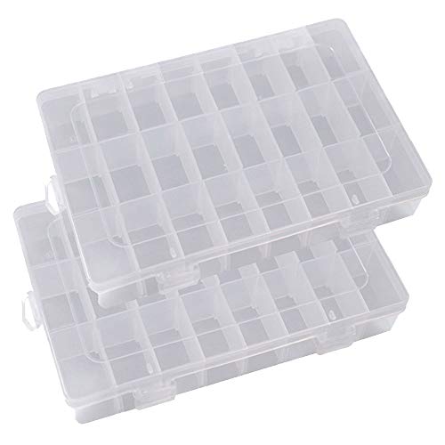 Sortierbox, Tragbare 24 Raster Klar Harte Kunststoff Verstellbare Schmuck Organizer Box Container Aufbewahrungskoffer mit Abnehmbaren Trennwänden für Maniküre Zubehör, Loom Gummis von Ritte