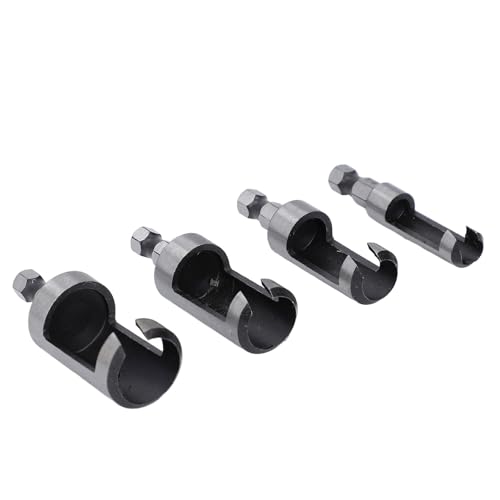 1/2 Zoll Holzsteckerschneider, Carbonstahl Sechskant Shank Holzbearbeitungslochsäure Korkbohrer Bit 4 Stück Set für Elektrowerkzeuge Nahtloser Holzstopfen Anpassung von Riuulity