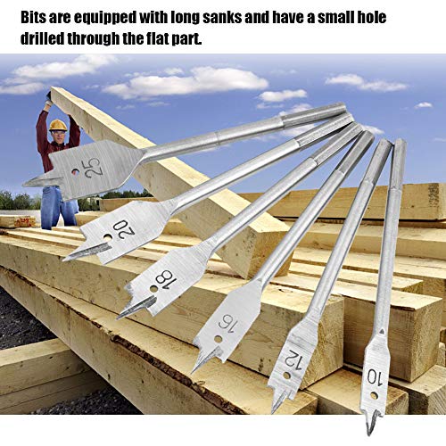 6-pcs-Spatenpaddel mit Hohem Kohlenstoff-Stahlspaten Flache Holzbearbeitung Langweilige Bits für Bankbohrer oder Elektrische Handbohrer 6-pcs-Spatenpaddel mit Hohem Kohlenstoff-Stahlspaten Flache Holzbearbeitung Langweilige Bits für Bankbohrer oder Elektrische Handbohrer von Riuulity