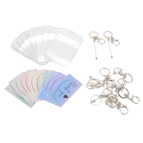 Riuulity 10 Set Perlenable Keychain -Bars, Kits mit Wiederverschließbarem Beutelbeutel, Handwerk, Herstellung von Vorräten, Dankekarten, Silber von Riuulity
