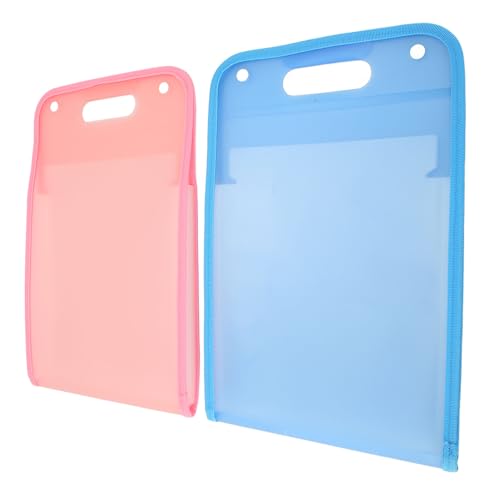 Riuulity 2pcs Vertikale Dateiordner 13 Taschen Große Kapazität A4 Dokumentordner Tragbarer Kunststoff -Datei Organizer PP Kunststoff Fadeless (rosa+blau) von Riuulity