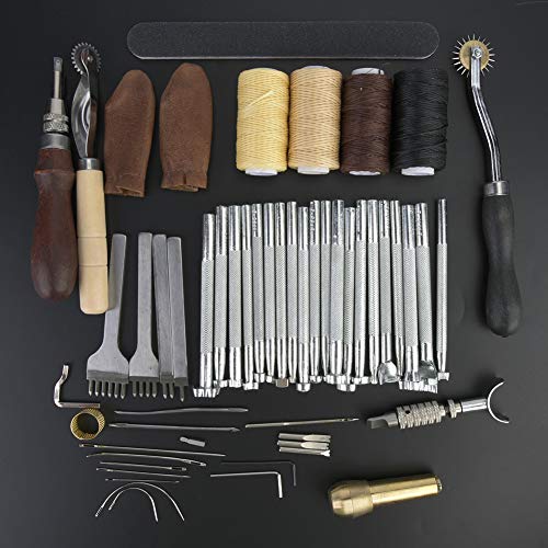 Riuulity 34pcs Lederhandwerkswerkzeug -Set Langlebige Metallkonstruktion Zum Erstellen von Stilvollen Mustern, Leder -Werkzeugkit für Anfänger von Riuulity