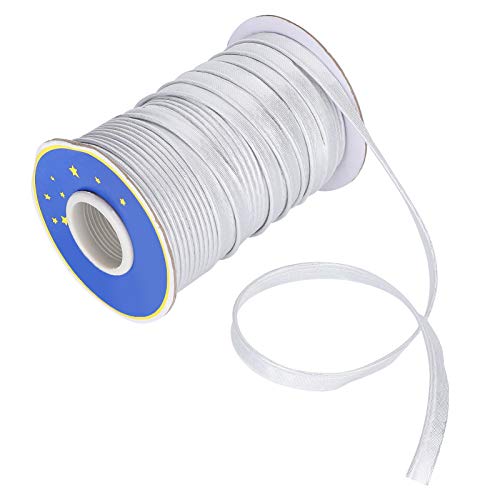 Riuulity 70YD Bastelkantengeflechtspitzen -Vorspannungsklebeband 1 Cm Breite für das Nähen des Saums Langlebig (SILVER) von Riuulity