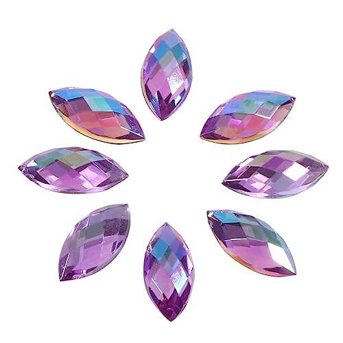 Riuulity Acryl-Pferdeauge, 500 Stück Flatback-Kristall-Strasssteine, Glänzend, Oval, Ausgefallene Steine, Nähperlen für DIY-Kleidung, Basteln, Hochzeit, Party-Dekoration (helles Lila) von Riuulity