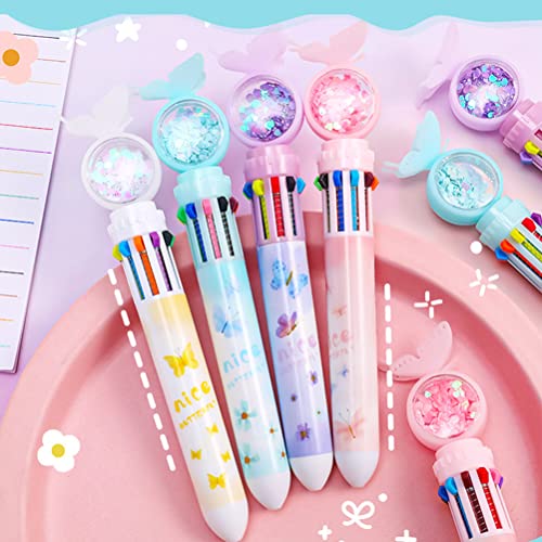 Riuulity Cartoon 10in1 Multicolor Retractable Kugelschreiber für Studenten und Schreiben von Vorräten Office 4pcs (17cm) von Riuulity