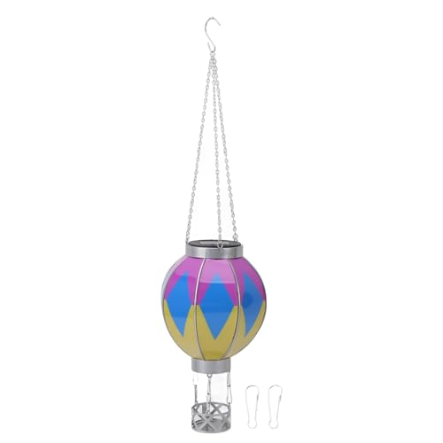 Riuulity Heißluftballon Solarlaterne, Eisen Tragbare Dekorationslampe Im Freien mit Automatischer Lichterkennung für die Veranda von Terrassengarten, Geeignet für den Innenhof (L) von Riuulity