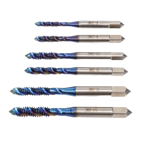 Riuulity Hochhärte Faden -Tap -Bohrer Bits Set 6PCS Nano Blau Beschichtetes Hartnäckelwiderstand für Metall/Aluminium/Stahlverarbeitung Riuulity Hochhärte Faden -Tap -Bohrer Bits Set 6PCS Nano Blau Beschichtetes Hartnäckelwiderstand für Metall/Aluminium/Stahlverarbeitung von Riuulity