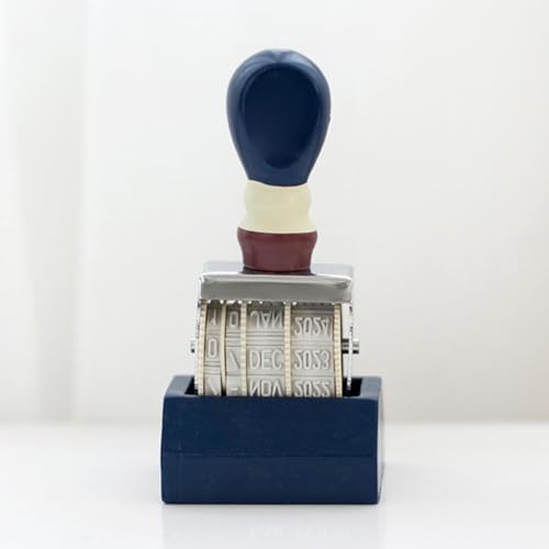 Riuulity Vintage Retro Roller Datum Stamper für Postkarten -Scrapbooking, Clear Template Handheld Datum Stamper für Journal, Wood Metal Craft Supplies (Dunkelblauer Farbgriff) von Riuulity