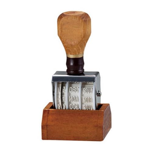 Riuulity Vintage Retro Roller Datum Stamper für Postkarten -Scrapbooking, Clear Template Handheld Datum Stamper für Journal, Wood Metal Craft Supplies (Originalholzfarbe Griff) von Riuulity